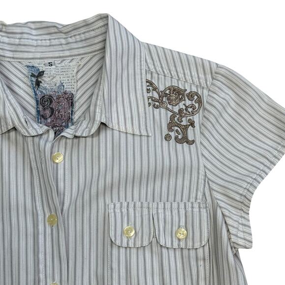 3J Workshop Johnny Was Button Front Embroidered Cargo Pocket Shirt Small - Picture 10 of 13